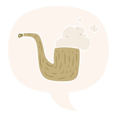 retro tarzıkarikatür eski sigara boru su ve konuşma balonu