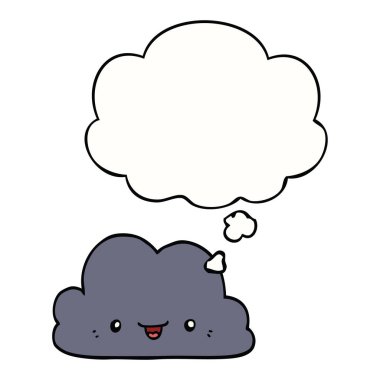 sevimli karikatür bulut ve düşünce balonu