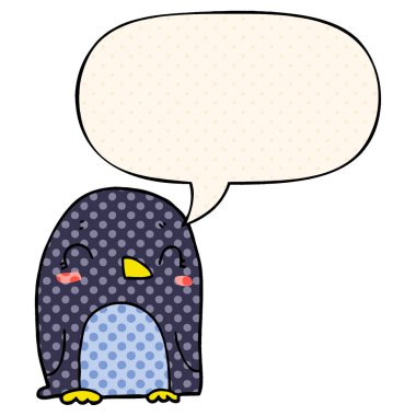 çizgi film penguen ve çizgi roman tarzında konuşma balonu