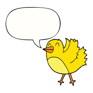 karikatür kuş ve konuşma balonu