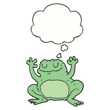 karikatür kurbağa ve düşünce balonu