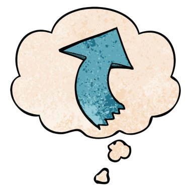 karikatür işaret ok ve grunge doku patt düşünce balonu