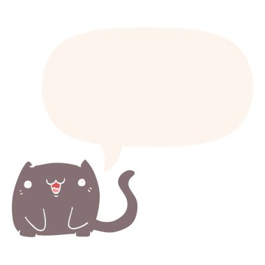 retro tarzında karikatür kedi ve konuşma balonu