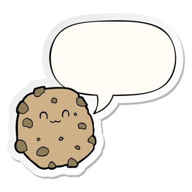 karikatür bisküvi ve konuşma kabarcık etiket