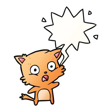 düzgün degrade tarzında karikatür kedi ve konuşma balonu