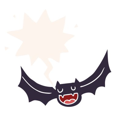 retro tarzında karikatür yarasa ve konuşma balonu