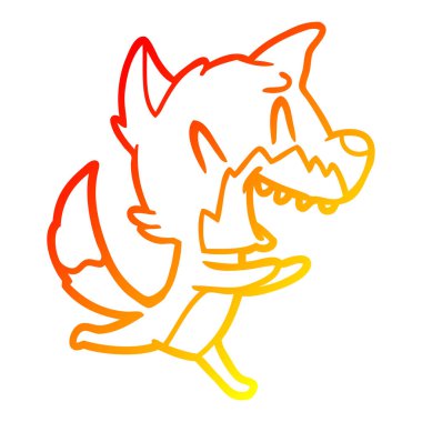 sıcak degrade çizgi çizim gülen tilki kaçan