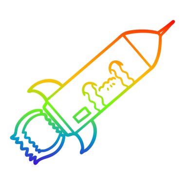 gökkuşağı gradyan çizgi çizim karikatür ağlayan roket