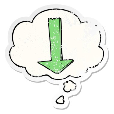 çizgi film işaret ok ve sıkıntılı yıpranmış s olarak kabarcık düşünce