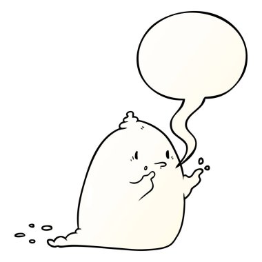 düzgün degrade tarzında karikatür ürkütücü hayalet ve konuşma balonu