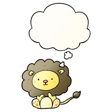 karikatür aslan ve pürüzsüz degrade tarzında düşünce balonu