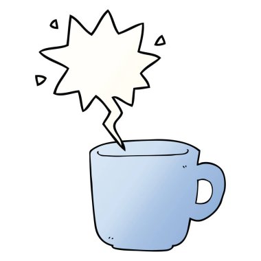 karikatür kahve fincanı ve konuşma balonu pürüzsüz degrade tarzında