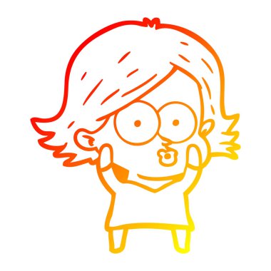 sıcak degrade çizgi çizim karikatür kız pouting