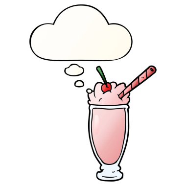 karikatür milkshake ve pürüzsüz degrade tarzında düşünce balonu