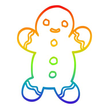 gökkuşağı gradyan çizgi çizim karikatür gingerbread adam