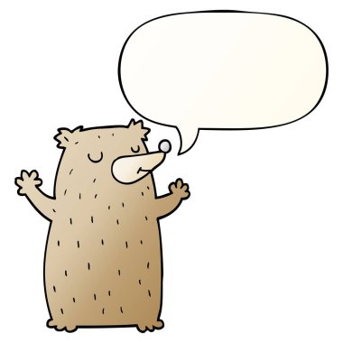 düzgün degrade tarzında karikatür ayı ve konuşma balonu