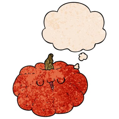 mutlu karikatür kabak ve grunge doku patte düşünce balcığı