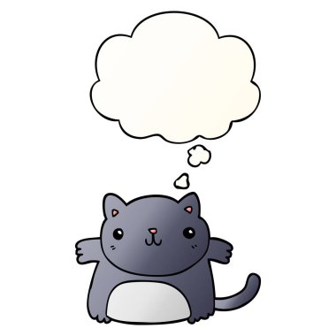 çizgi film kedi ve pürüzsüz degrade tarzında düşünce balonu