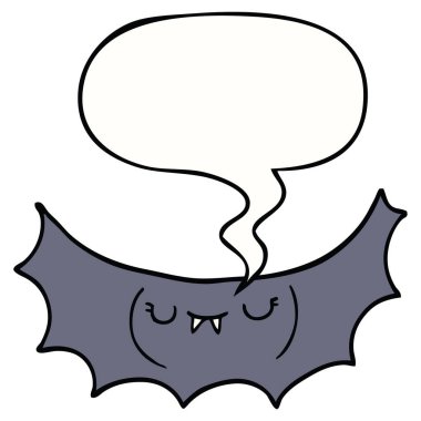 karikatür vampir yarasa ve konuşma balonu