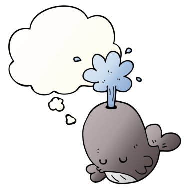 çizgi film spouting balina ve pürüzsüz degrade sty düşünce balonu