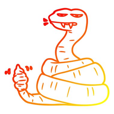 sıcak degrade çizgi çizim karikatür kızgın çıngıraklı yılan