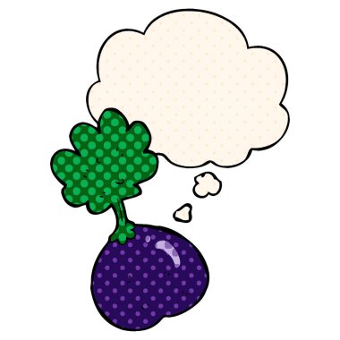 çizgi roman tarzında karikatür sebze ve düşünce balonu