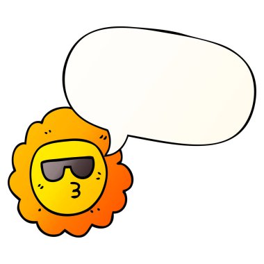 düzgün degrade tarzında karikatür ayçiçeği ve konuşma balonu