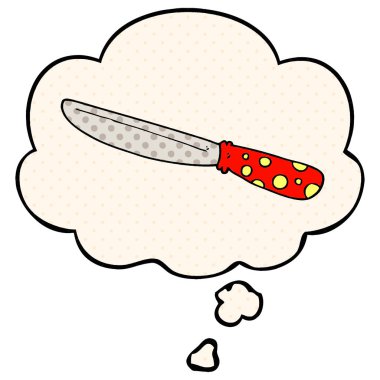 çizgi film bıçak ve çizgi roman tarzında düşünce balonu