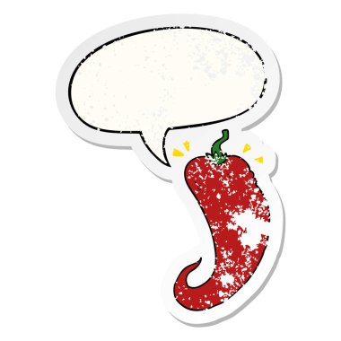 karikatür biber ve konuşma balonu sıkıntılı etiket