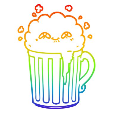 gökkuşağı gradyan çizgi bira mutlu karikatür kupa çizim
