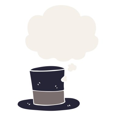 retro tarzında karikatür üst şapka ve düşünce balonu