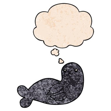 karikatür mühür ve grunge doku desen tarzında düşünce balonu