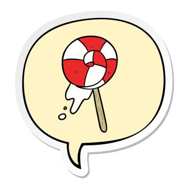karikatür geleneksel lolipop ve konuşma kabarcık etiket