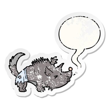 karikatür halloween kurt adam ve konuşma balonu sıkıntılı etiket