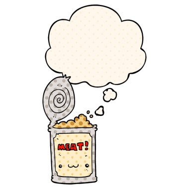 çizgi film konserve gıda ve çizgi roman tarzında düşünce balonu