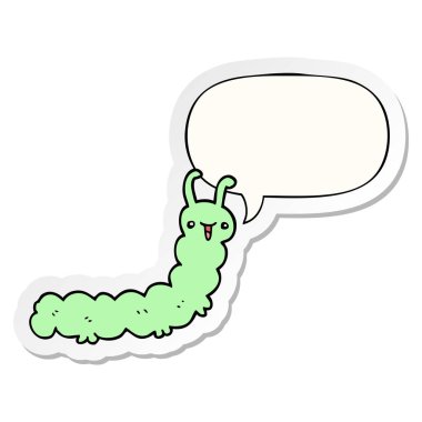 karikatür tırtıl ve konuşma kabarcık etiket