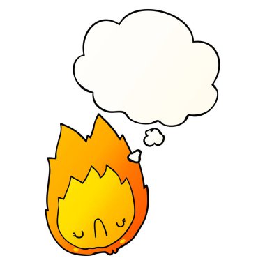 karikatür mutsuz alev ve pürüzsüz degrade stil düşünce balonu