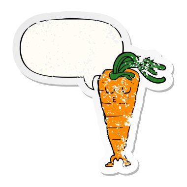 karikatür havuç ve konuşma balonu sıkıntılı etiket