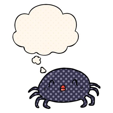 çizgi film örümceği ve çizgi roman tarzında düşünce balonu
