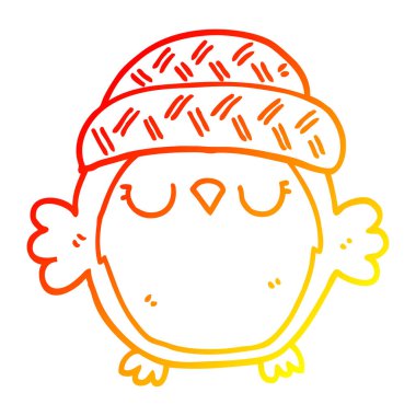 şapka sevimli karikatür baykuş çizim sıcak degrade çizgi çizim