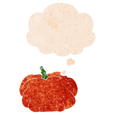 karikatür kabak ve retro dokulu tarzında düşünce balonu