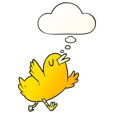 çizgi film mutlu kuş ve pürüzsüz degrade tarzında düşünce balonu