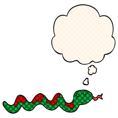 karikatür yılan ve çizgi roman tarzında düşünce kabarcık