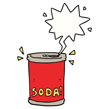 karikatür soda can ve konuşma balonu