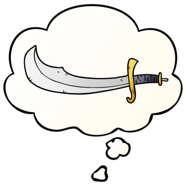 çizgi film scimitar ve pürüzsüz degrade tarzında düşünce balonu