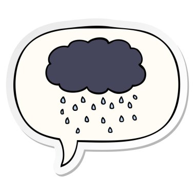 karikatür bulut yağmur ve konuşma balonu etiket