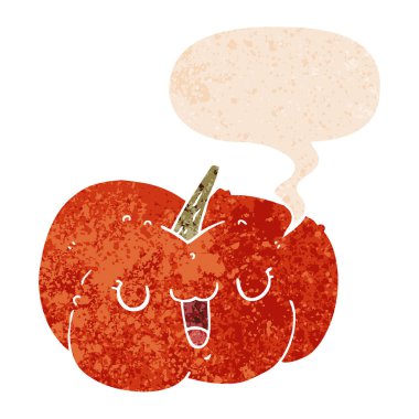 retro dokulu tarzda karikatür kabak ve konuşma balonu