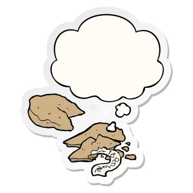 karikatür servet çerezleri ve basılı bir etiket olarak kabarcık düşünce