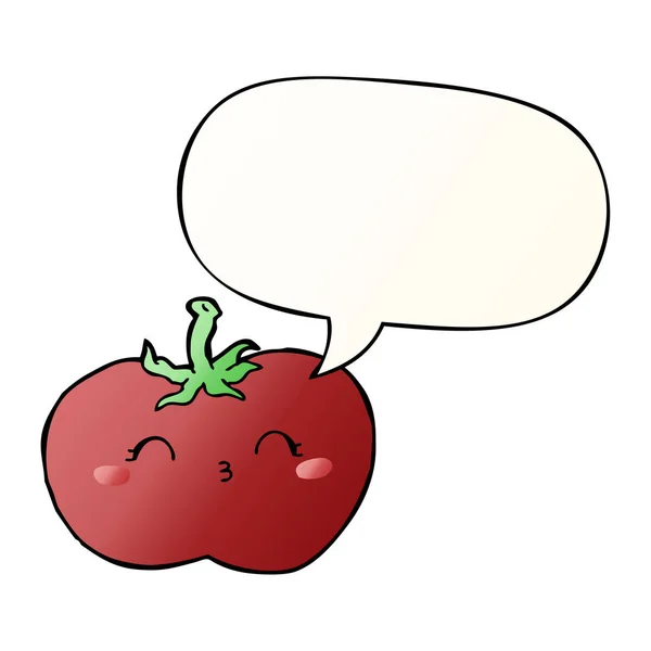 Cartoon-Tomate und Sprechblase im sanften Gradientenstil — Stockvektor