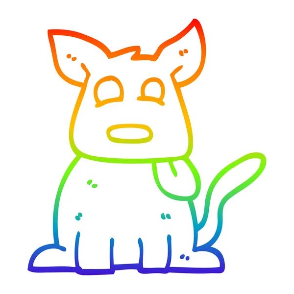 Rainbow gradient ligne dessin dessin animé chien heureux — Image vectorielle